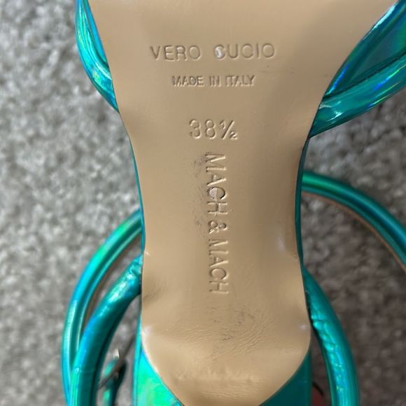 MACH & MACH Double Bow Ankle Strap Pump Turquoise Blue Size 38.5(US 8.5) - Picture 12 of 14